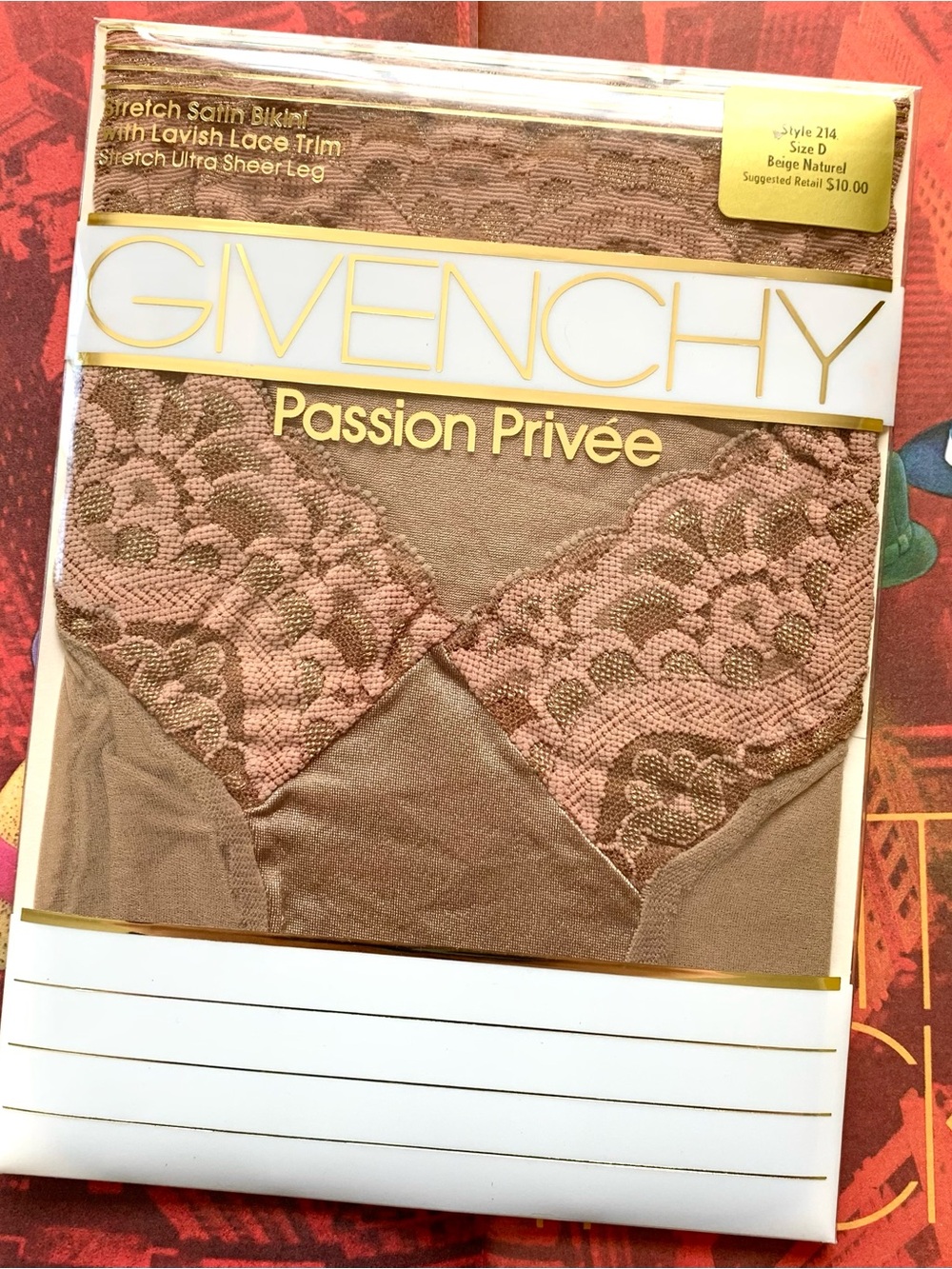 Vintage 1987 Givenchy Passion Privée Satin Lace Trim Bikini Panty | Size D